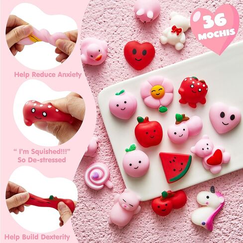 JOYIN 36 عبوة من ألعاب موتشي الإسفنجية لعيد الحب، ألعاب تململ لتخفيف التوتر، عصارات Kawaii Mochi للأطفال في هدايا حفلات عيد الحب، وتبادل الهدايا في الفصل الدراسي ومكافآت المدرسة in Saudi Arabia