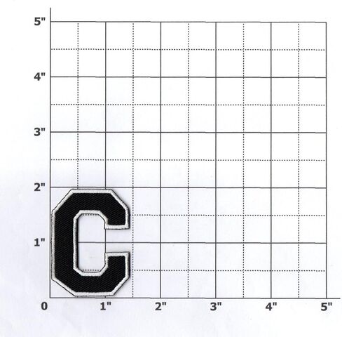 First Anything C Letter Captain Patch Iron On Black Small Alphabet Text Embroidered for Hat Shirt Jacket Clothing Backpacks Jeans Cap Size About 2.00x1.40 Inch A367 in Saudi Arabia