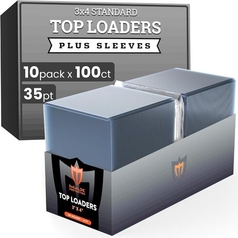 Max Protection 35pt Top Loaders for Cards with Bonus Soft Sleeves - 100 Count - Premium 3x4 Inch Trading Card Toploaders - Protect Your Baseball and Sports Cards with These Hard Plastic Protectors in Kuwait