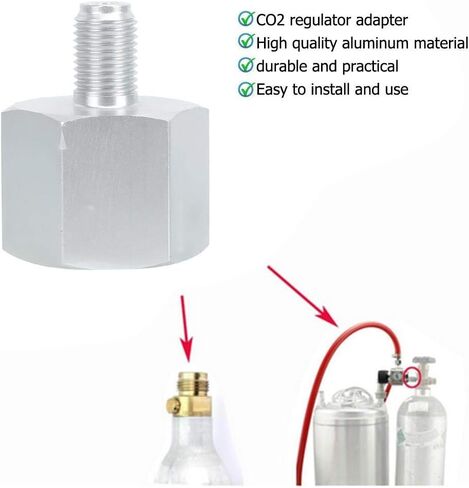 CO2 Adapter Aluminum CO2 Regulator Cylinder Adapter Pneumatics Connector Fitting Converter Accessories for Homebrew Beer Aquarium(3/8 to W21.8) in Saudi Arabia
