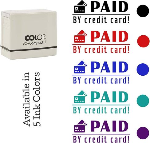 Printtoo Paid by Credit Card Self Inking Rubber Stamp Pre-Inked Office Stamp- Home Office Business Stationery, 47 x 20 mm Red in Saudi Arabia