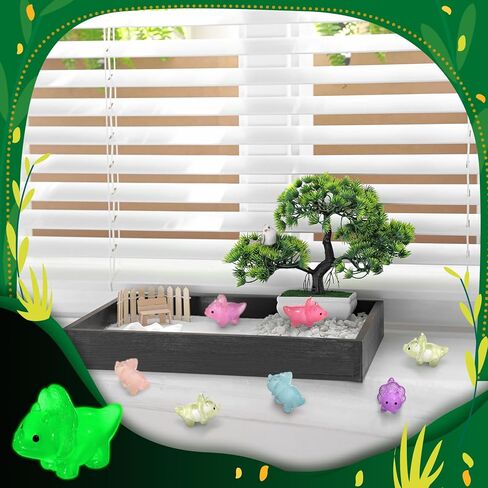 96 قطعة من ألعاب الديناصورات الصغيرة المضيئة تتوهج في الظلام، تماثيل ديناصورات صغيرة من الراتنج، تماثيل ديناصورات صغيرة للحديقة والمناظر الطبيعية وحوض السمك وديكور بيت الدمى، حشو بينياتا (لون لطيف) in Kuwait