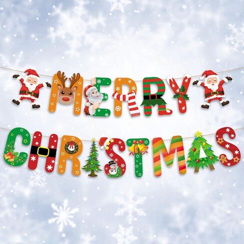 Merry Christmas Words Banners Christmas Hanging Banners for Christmas Decoration, Santa Trees Snowflake Banners for New Year Party Decoration Winter Xmas Home Gathering Hanging Accessories Supplies in Saudi Arabia