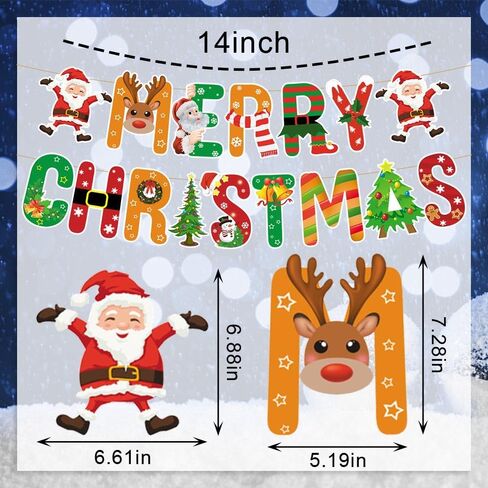 Merry Christmas Words Banners Christmas Hanging Banners for Christmas Decoration, Santa Trees Snowflake Banners for New Year Party Decoration Winter Xmas Home Gathering Hanging Accessories Supplies in Saudi Arabia