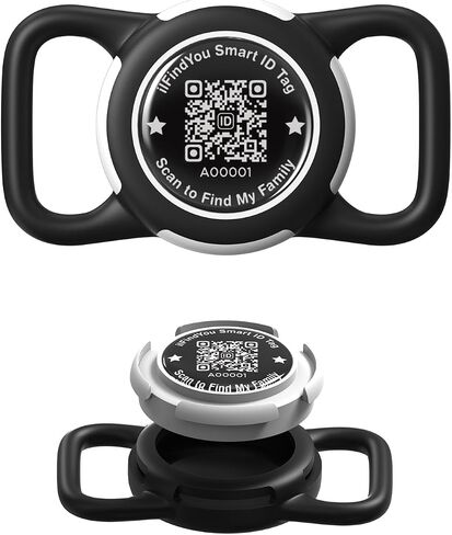حامل طوق الكلب AirTag مقاوم للماء لجهاز Apple Tracker QR Code Case أسود in Saudi Arabia