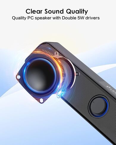 LENRUE 2.1 Computer Speakers for Desktop with Subwoofer, PC Speakers with Light,11W Stereo Desktop Speaker with Enhanced Bass,USB Powered Speaker with AUX-in for Laptop/Tablet/Monitor-N191 in Saudi Arabia