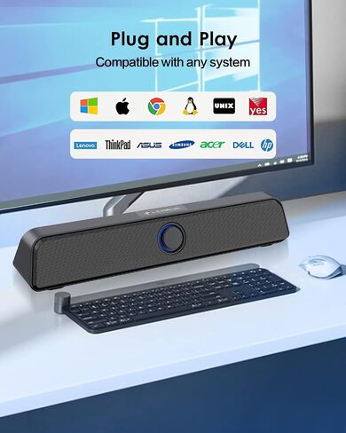 LENRUE 2.1 Computer Speakers for Desktop with Subwoofer, PC Speakers with Light,11W Stereo Desktop Speaker with Enhanced Bass,USB Powered Speaker with AUX-in for Laptop/Tablet/Monitor-N191 in Saudi Arabia