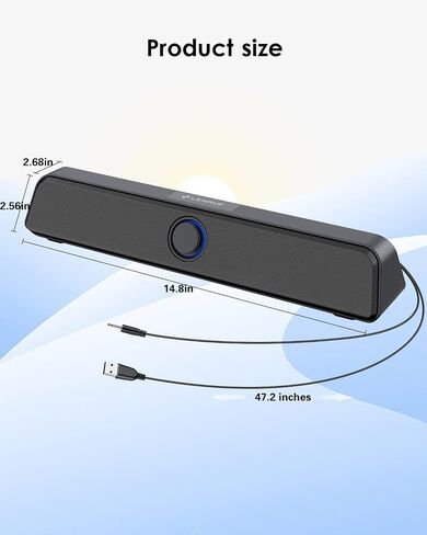 LENRUE 2.1 Computer Speakers for Desktop with Subwoofer, PC Speakers with Light,11W Stereo Desktop Speaker with Enhanced Bass,USB Powered Speaker with AUX-in for Laptop/Tablet/Monitor-N191 in Saudi Arabia