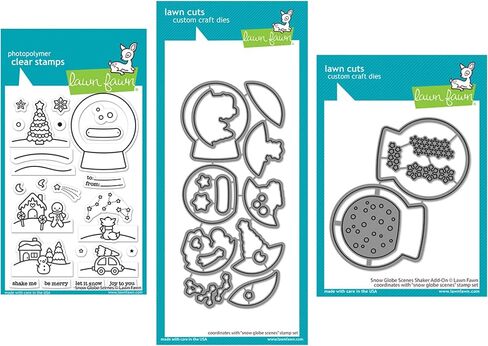 طوابع شفافة لمشاهد Lawn Fawn Snow Globe مقاس 4×6، وقوالب تنسيق وتنسيق قالب إضافي للاهتزاز، مجموعة من 3 عناصر (LF2427، LF2428، LF2429) in Saudi Arabia