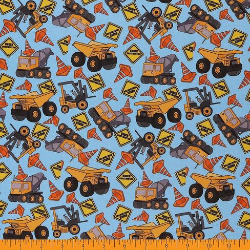 آلات البناء القطنية للأطفال من Mook Fabrics، قطع زرقاء بالياردة in Kuwait