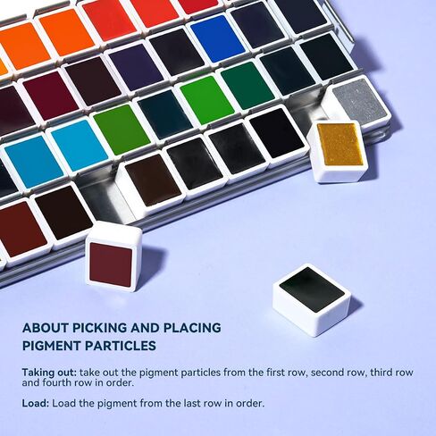 MeiLiang 52 Watercolor Paint Set, Travel Watercolors Set with Drawing Pencil, Paint Brushes, 5 Watercolor Paper, Sponge & Black Drawing Pens, Water Colors Paint for Adults, Art Supplies, Blue Case in Saudi Arabia
