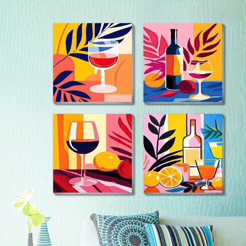 JLHATLSQ 2 Pack Framed Canvas DIY Paint by Numbers Kit for Adults Beginner, Easy Paint by Number,Acrylic Paint Kit Arts and Crafts for Adults for Decor 8x8inch in Saudi Arabia
