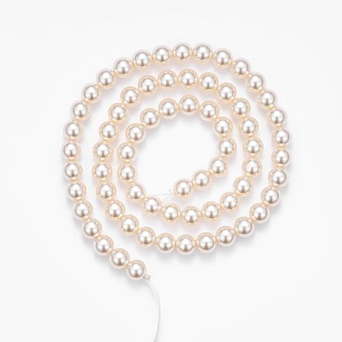 6mm Round Glass Pearl Beads for Nacklace Ankle Bracelets, Wreaths, Tassels,Earrings DIY Beading Jewelry Making Approx. 60 Beads, 40cm Length (Milk White) in Saudi Arabia