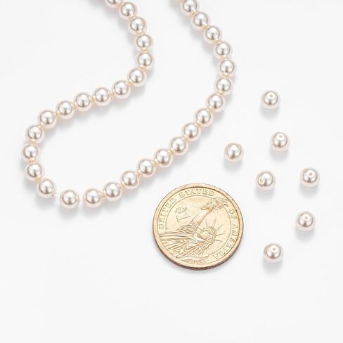 6mm Round Glass Pearl Beads for Nacklace Ankle Bracelets, Wreaths, Tassels,Earrings DIY Beading Jewelry Making Approx. 60 Beads, 40cm Length (Milk White) in Saudi Arabia