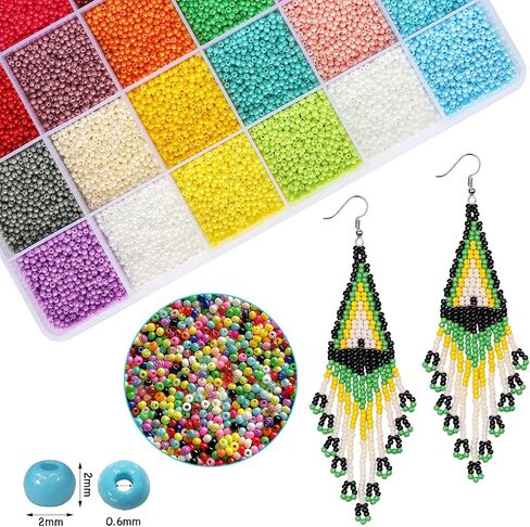 2mm Round Size Almost Uniform Glass Seed Beads About 20000pcs Rainbow Colors Seed Beads 12/0 Glass Crystal Seed Beads for Jewelry Making (About 850pcs/Color, 24 Colors) in Kuwait