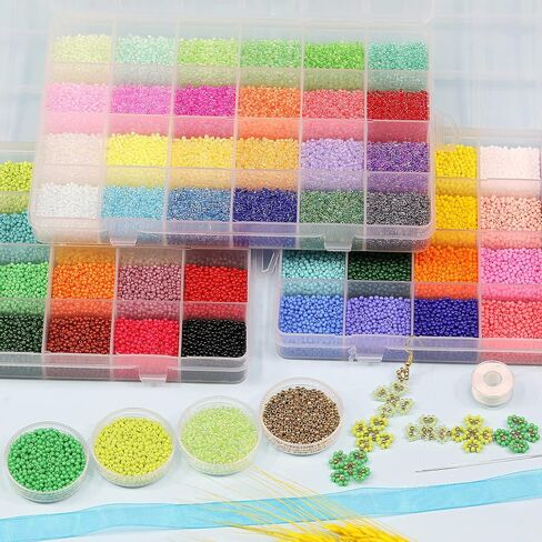 2mm Round Size Almost Uniform Glass Seed Beads About 20000pcs Rainbow Colors Seed Beads 12/0 Glass Crystal Seed Beads for Jewelry Making (About 850pcs/Color, 24 Colors) in Kuwait