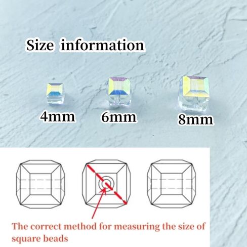 Crystal Glass Beads 100 Pieces 6mm Cube Crystal Glass Beads Faceted Square Shape Spacer Beads for Jewelry Making Bracelet Earring Necklace DIY Craft Making Supplies(Lake Blue AB) in Saudi Arabia