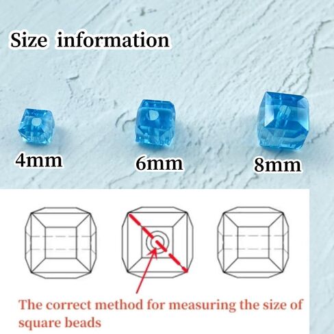 Crystal Glass Beads 100 Pieces 6mm Cube Crystal Glass Beads Faceted Square Shape Spacer Beads for Jewelry Making Bracelet Earring Necklace DIY Craft Making Supplies(Lake Blue AB) in Saudi Arabia
