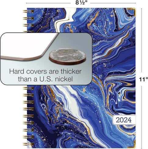 مخطط غلاف فني 2024: (نوفمبر 2023 حتى ديسمبر 2024) 8.5 بوصة × 11 بوصة مخطط يومي أسبوعي شهري وجدول أعمال سنوي. مجموعة الإشارة المرجعية ومجلد الجيب والملاحظات اللاصقة (رخام أبيض أزرق) in Kuwait