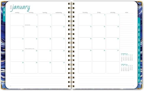 مخطط غلاف فني 2024: (نوفمبر 2023 حتى ديسمبر 2024) 8.5 بوصة × 11 بوصة مخطط يومي أسبوعي شهري وجدول أعمال سنوي. مجموعة الإشارة المرجعية ومجلد الجيب والملاحظات اللاصقة (رخام أبيض أزرق) in Kuwait