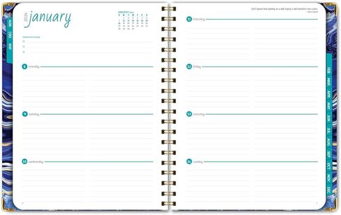 مخطط غلاف فني 2024: (نوفمبر 2023 حتى ديسمبر 2024) 8.5 بوصة × 11 بوصة مخطط يومي أسبوعي شهري وجدول أعمال سنوي. مجموعة الإشارة المرجعية ومجلد الجيب والملاحظات اللاصقة (رخام أبيض أزرق) in Kuwait