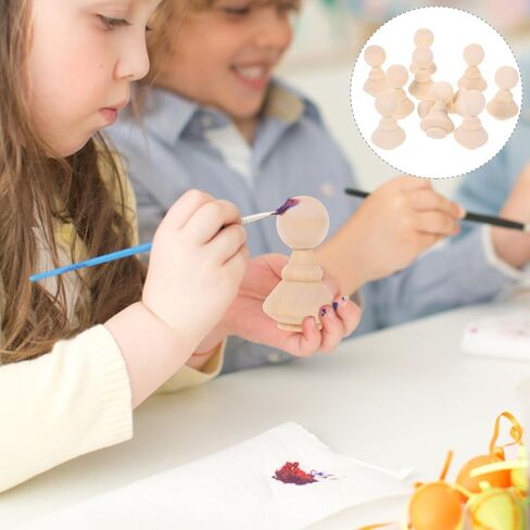SAFIGLE Unfinished Wood Crafts 10pcs Decor Making Peg Figure Playthings Bodies Dolls Unfinished Wooden Doll People Painting Craft DIY Crafts Decors Wood Arts Game for Figures Unfinished Wood in Saudi Arabia