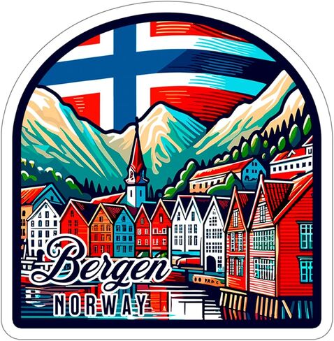 ملصق Bergen النرويج للسفر في الهواء الطلق ملصق فينيل صغير مقاوم للماء لزجاجة المياه وكوب جواز السفر وكتاب القصاصات والكمبيوتر المحمول ولوح التزلج والكمبيوتر المحمول مقاس 4 بوصات هدية مضحكة ID44990 in Saudi Arabia