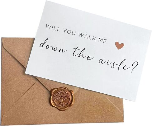 Will You Walk Me Down the Aisle Card,Wedding Proposal Card with Kraft envelope and wax seal, Elegant line lettering printed on heavyweight card stock, Card for Dad, Uncle, Brother, Stepdad in Saudi Arabia