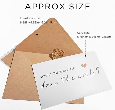 Will You Walk Me Down the Aisle Card,Wedding Proposal Card with Kraft envelope and wax seal, Elegant line lettering printed on heavyweight card stock, Card for Dad, Uncle, Brother, Stepdad in Saudi Arabia