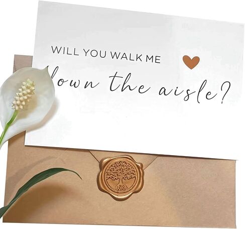 Will You Walk Me Down the Aisle Card,Wedding Proposal Card with Kraft envelope and wax seal, Elegant line lettering printed on heavyweight card stock, Card for Dad, Uncle, Brother, Stepdad in Saudi Arabia