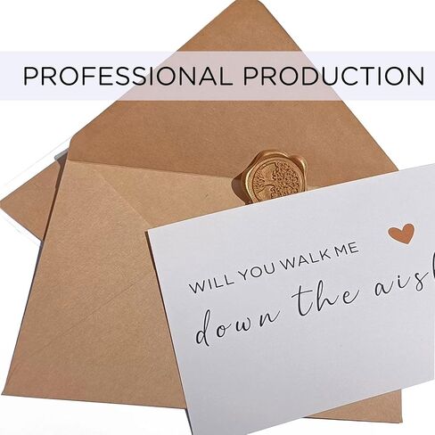 Will You Walk Me Down the Aisle Card,Wedding Proposal Card with Kraft envelope and wax seal, Elegant line lettering printed on heavyweight card stock, Card for Dad, Uncle, Brother, Stepdad in Saudi Arabia