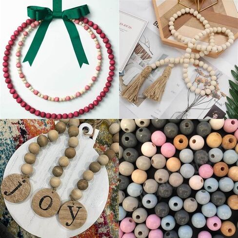 50 Pieces Unfinished Round Wood Beads with Hole, Natural Wood Loose Spacer Beads for DIY Crafts, Garlands, Jewelry Making (30mm) in Kuwait
