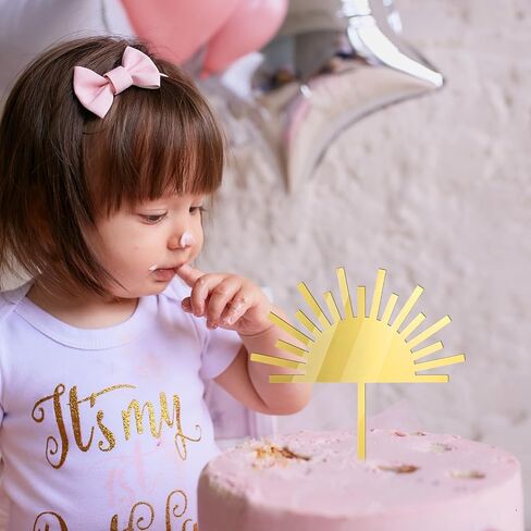 First Birthday Sun Acrylic Cake Topper Decorations 2Pcs, One Year Old Sun Birthday Topper, First Trip Around the Sun Decor, You Are My Sunshine Cake, Boys Girls Birthday Party Supplies in Saudi Arabia