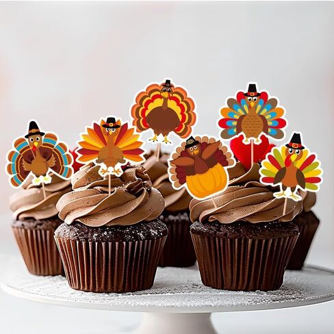 10PCS Thanksgiving Turkey Cupcake Topper for Thanksgiving Cake Topper Decoration Thanksgiving Decoration in Saudi Arabia