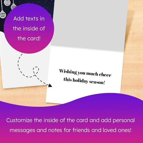 Blue Happy Holidays – Blank Fold Over Greetings Cards and Envelopes for Christmas and New Year’s Greetings, Invitations, Announcements, Gifts and Presents | 25 per Pack | 5 x 7" (When Folded) in Saudi Arabia