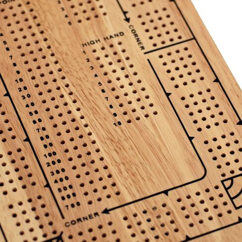 WE Games 4 Player Wooden Cribbage Board, Solid Natural Wood 4 Track Board, Plastic Pegs and Instructions, Card Games for Families and Adults in Saudi Arabia