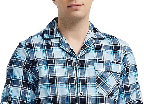GLOBAL Men's Pajamas Sets 100% Cotton Flannel Sleepwear Long-Sleeve top & Bottom in Saudi Arabia