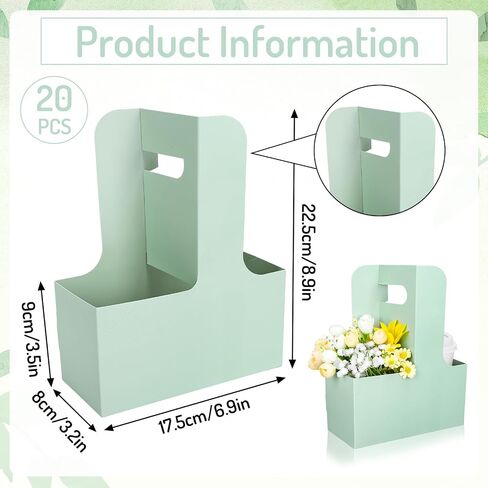 Whaline Pink Kraft Flower Gift Bags 20Pcs Valentine's Day Drink Carriers with Handle to 2 Cup Floral Wrap Packing Box Paper Holder Baskets for Christmas Wedding Baby Shower Birthday Party Decor in Saudi Arabia