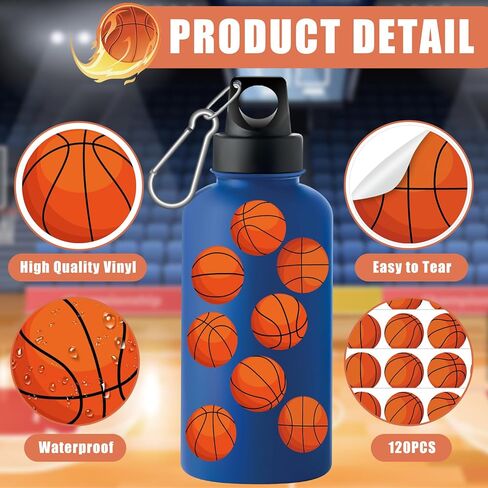 240 قطعة من ملصقات كرة السلة من الفينيل، ملصقات كرة السلة لزجاجة المياه للأطفال والبنات والأولاد، ملصقات كروية رياضية مقاومة للماء لرياضة كرة السلة والحفلات المفضلة ومكافأة مخطط الفخر والتقويم DIY Craft in Kuwait