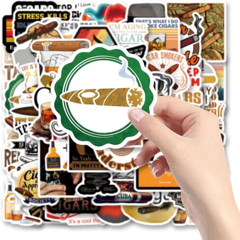 مجموعة 62 قطعة من ملصقات السيجار، ملصقات جمالية من الفينيل مقاومة للماء لزجاجة المياه، والكمبيوتر المحمول، والهاتف، ولوح التزلج، وسجل القصاصات، ومصد للأطفال والمراهقين والبالغين من أجل ديكور مستلزمات الحفلات in Kuwait