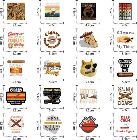 مجموعة 62 قطعة من ملصقات السيجار، ملصقات جمالية من الفينيل مقاومة للماء لزجاجة المياه، والكمبيوتر المحمول، والهاتف، ولوح التزلج، وسجل القصاصات، ومصد للأطفال والمراهقين والبالغين من أجل ديكور مستلزمات الحفلات in Kuwait