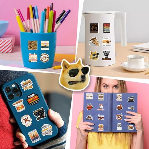 مجموعة 62 قطعة من ملصقات السيجار، ملصقات جمالية من الفينيل مقاومة للماء لزجاجة المياه، والكمبيوتر المحمول، والهاتف، ولوح التزلج، وسجل القصاصات، ومصد للأطفال والمراهقين والبالغين من أجل ديكور مستلزمات الحفلات in Kuwait