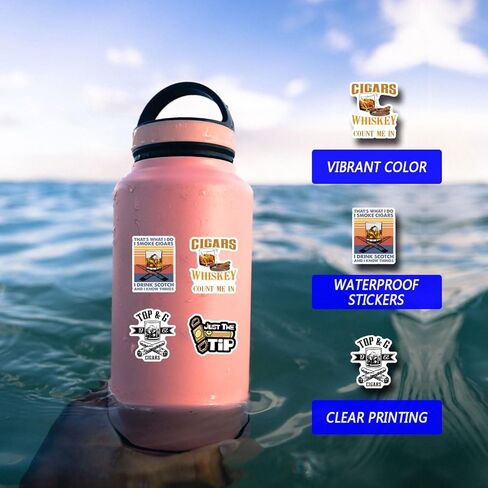 مجموعة 62 قطعة من ملصقات السيجار، ملصقات جمالية من الفينيل مقاومة للماء لزجاجة المياه، والكمبيوتر المحمول، والهاتف، ولوح التزلج، وسجل القصاصات، ومصد للأطفال والمراهقين والبالغين من أجل ديكور مستلزمات الحفلات in Kuwait