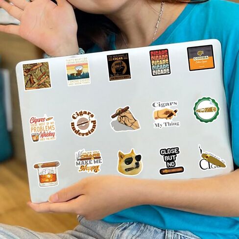 مجموعة 62 قطعة من ملصقات السيجار، ملصقات جمالية من الفينيل مقاومة للماء لزجاجة المياه، والكمبيوتر المحمول، والهاتف، ولوح التزلج، وسجل القصاصات، ومصد للأطفال والمراهقين والبالغين من أجل ديكور مستلزمات الحفلات in Kuwait