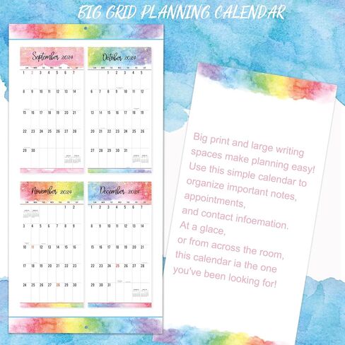 2025 Calendar - 12-Month 2025 Wall Calendar, Jan. 2025 - Dec. 2025, Large Print Big Grid, 12" x 24" (Open), Thick Paper in Saudi Arabia