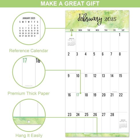 2025 Calendar - 12-Month 2025 Wall Calendar, Jan. 2025 - Dec. 2025, Large Print Big Grid, 12" x 24" (Open), Thick Paper in Saudi Arabia
