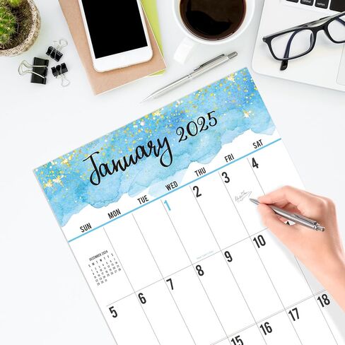 2025 Calendar - 12-Month 2025 Wall Calendar, Jan. 2025 - Dec. 2025, Large Print Big Grid, 12" x 24" (Open), Thick Paper in Saudi Arabia