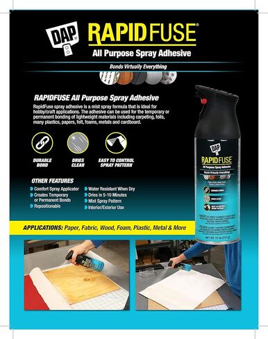 لاصق بخاخ RapidFuse لجميع الأغراض من DAP، شفاف، 11 أونصة (7079800114) in Saudi Arabia