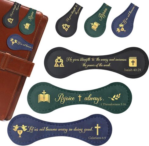 Christian Magnetic Leather Bookmarks - 3Pcs Bible Verse Leather Book Mark Religious Scripture Inspirational Bookmark Magnetic Page Clips for Book Lovers Students Teacher School Reading Gift in Kuwait