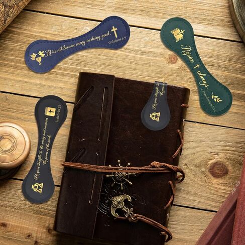 Christian Magnetic Leather Bookmarks - 3Pcs Bible Verse Leather Book Mark Religious Scripture Inspirational Bookmark Magnetic Page Clips for Book Lovers Students Teacher School Reading Gift in Kuwait